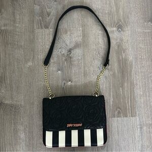Betsey Johnson Black and White Striped Shoulder Bag